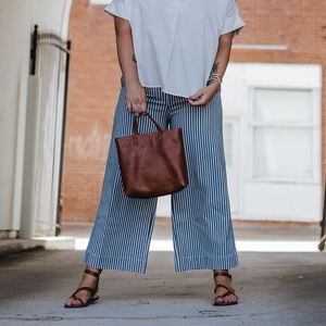 Madewell Wide Leg Cropped Railroad Stripe Pants